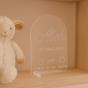 Gravure sur plaque en acrylique et son support acrylique