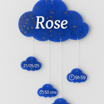 Nuage de naissance personnalisé bleu et or