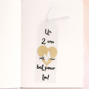 Marque-pages  personnalisé "un 2ème petit coeur bat pour toi"