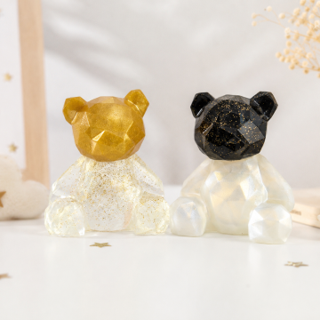 Ours bicolore origami en résine