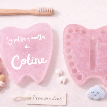 Boîte à dents de lait rose personnalisable