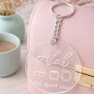Porte-clé de naissance personnalisé gravé